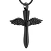 IJD12240 Vulkit Instructies Graveerbare Blank Wing Heart Cross Crematie Hanger Ketting voor Vrouwen Cadeau Items267r