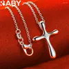 Pendentifs 925 en argent Sterling en forme de goutte croix pendentif collier pour femmes homme 18-30 pouces chaîne mode bijoux classique Simple accessoires