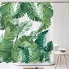Duschgardiner 3d tropisk grön växtblad palm kaktus badrum gardin hem dekor vattentätt tyg med krok