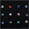 Burun Halkaları Saplamalar 60 PCS Kristal Gövdeli Piercing Tabanca Kiti Sahte Yüzük Paslanmaz Çelik Need Hoop Paketi Jewelr Dho7z