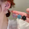 Charm Inlaid Rhinestone Flower Earrings for Women Simple Aesthetic Female Minimalism Stud Earring Fashion Luxury Designer Jewelry Y240328