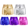 Femmes brillant métallique Shorts taille haute sexy mince été pantalons chauds Fi élastique adulte femme Cheer Botty danse Shorts Clubwear D6Fq #