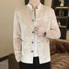 - Mens Gentleman Blazer Slim Casual British Style Ruffian Handsome Chinese Jacquard Satin Personalized Fashion Suit 240313