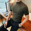 11 colori estate di alta qualità manica corta lavorata a maglia magliette da uomo slim solido pullover casual allungato maglietta streetwear homme j33E #