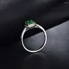 Cluster Rings LOVERJEWELRY Natural Emerald For Woman 18K White Gold Rectangle Cut Two Tone Diamonds Ring Party Jewelry Gift