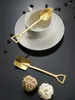 Skedar 2st Shovel Spoon Set rostfritt stål Retro glass Creative Tea-Spoon Table Boary Party Gift