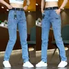 2024 Nieuwe Koreaanse Mannen Skinny Jeans Y2k Vintage Blauwe Cargo Denim Broek Zakken Man Casual Streetwear Jeans Broek Kleding b2iX #