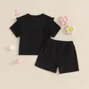 Ensembles de vêtements pour bébés filles, vêtements d'été en tricot côtelé, chemise à volants, shorts décontractés, tenues décontractées 0 3 6 9 12 18 mois 2T