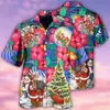 عيد الميلاد للرجال قميص هاواي قصير الأكمام الجديدة عيد الميلاد 3D طباعة قمم سانتا كلوز حفلة بيتش كام فاجاتي الملابس s6g3#