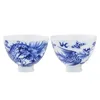 Service à thé en céramique Dragon et phénix, tasse principale peinte à la main en porcelaine bleue et blanche, coffret cadeau individuel de dégustation