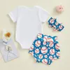 Kläduppsättningar födda Baby Girl Baseball Outfit Letter Print Kort ärm Romper Shorts pannband Set 3st Summer Outfits