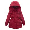 Kvinnor Winter Jackets 2023 Ny höst Winter Hooded Windproof Down Coats Solid Color LG Sleeved Parkas Z3PB#