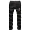 men Ripped Jeans White Black Stretch Slim Fit Spring Autumn Denim Pants Distred Hip Hop Streetwear Biker Jeans R5is#