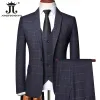 blazer Vest Pants Boutique Plaid Men's Formal Groom Wedding Dr Slim Suit 3Pcs or 2Pcs Men's Casual Busin Suit Tuxedo q7Gg#
