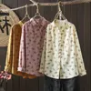 Blouses pour femmes fines et élégantes pour femmes, hauts de printemps Mori Girls, chemises imprimées douces et amples en coton potelé