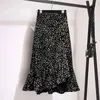 Fashion Printing Patchwork Fishtail Skirt Women Classic High Waist Chiffon Slim Office Casual Allmatch Lady Aline 240326