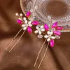 Pinces à cheveux en forme de U en strass, 2 pièces, fourchettes, diadèmes de mariée, épingles latérales en cristal pour filles, couronnes, accessoires de mariage