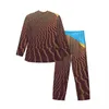 Startseite Kleidung Namib-Wüste Pyjama-Sets Landschaftsdruck Romantische Nachtwäsche Paar Langarm Vintage Schlaf Zweiteilige Nachtwäsche Große Größe