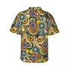 Chemises décontractées pour hommes Chemise hawaïenne Vacances Multi Tournesol Blouses Abstrait Swirl Artsy Vintage Homme Manches courtes Street Style Vêtements