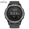 Wristwatches Noordrand Alpen Heren Digitale Koolstofvezel Horloge Militray Sport Super Licht Buiten Kompas Waterdicht 50M Polshorloges