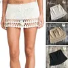 Skirts Skorts Elegant Handmade Cotton Crochet Mini Women Summer High Waist Bow Tie Skirt Ladies Beach Bikini Bottoms Saias 2020 yq240328