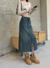 Skirts OHRYIYIE Large Size 3XL Korean Loose Denim Skirt Women 2024 Fashion Bifurcate High Waist Jean Female Dark Blue Midi