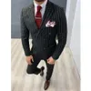 Eleganckie garnitury w paski dla mężczyzn Chic Peak Peak Lapel podwójnie piersi czarny garnitur męski Slim Formal Pan młody