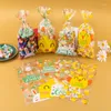 Cadeau cadeau Stobag-Pâques OPP Sacs de bonbons en plastique Chocolat Biscuit Snack Emballage Jaune Dessin animé Enfants Fête Souhait 50pcs