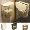 Tvättpåsar plastväggmonterad förvaringskorg Vattentät transparent handduksorganisatör stor kapacitet med lock