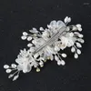 Hair Clips Trendy Crystal Pearl Comb Flower Rhinestone Headband For Women Bridal Wedding Accessories Jewelry Clip Pin