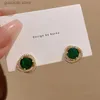 Charme vintage esmeralda verde strass brincos para mulheres incrustadas brincos de cristal para casamento nupcial orelha jóias presentes y240328