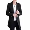 Yeni Erkekler Busin Casual Fi Kent Kore Trend İnce Düz Renk Küçük Takım Ceket Bahar Blazers LG DR CAT B96U#