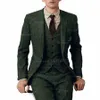 Zielone garnitury tweed dla mężczyzn Slim Fit Class