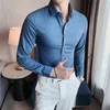 2022 New Solid No Trace Slim Fit camicie da uomo manica Lg Busin casual formale Dr camicie di lusso Social Club Party Shirt Homme 53Ih #