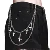Nyckelringar Silverfärg Hip Hop Keychain Pants Chain For Women Trendy Punk smycken Tillbehör Geometriska Cross Pendant Jeans Pant