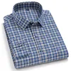 Pure Cott Slip Plaid Shirts Autumn Casual Busin Versatile New Men's LG-ärmad skjorta Top Herrkläder Christmas Tiki T1SF#