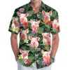 Butt Up Beach Camisa dos homens 3D Impressão Digital Padrão de Frango Surf Camisa Havaiana Para Homens Casual Manga Curta Camisas Plus Size U0JZ #