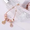 Bracelets de charme Chieloys Rose Gold Couleur Vie de l'arbre Pendentif avec des perles de coeur de mode pour femmes femme bijoux cadeau