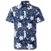 Été Hawaii Hommes Chemises Fr Feuille Imprimé À Manches Courtes Haut Revers Simple Boutonnage D'été Numérique Lâche Blouse Rue Mâle Tee 16C5 #