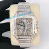 Gioielli Hip Hop Acciaio inossidabile con impostazione invisibile Orologio con diamanti ghiacciati Orologio Baguette VVS Moissanite