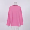 Magliette da donna Autunno Manica lunga T-shirt rosa Donna Streetwear Colletto tondo Maglietta Moda Office Lady T-shirt casual Top Abiti larghi