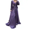 Casual Dresses Elegant Women Banquet Dress V-neck Long Lantern Sleeve Pleated Wrapped Chest Waist Tight Ruffle Hem Evening