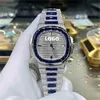 Customized Luxury t Sapphire Watch 5711 Fully Automatic Ice Cube Skeleton 18k Gold Vvs Moissanite Diamond Watches