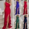 Casual Kleider Frauen Kleid Sommer 2024 Eine Schulter Weiß Hohe Taille Seite Split Elegante Party Club Frau Kleidung Rüschen Nacht hochzeit