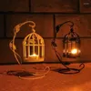 Bandlers B0KB Romantic European Wedding Bird Cage Whited Fer Candlestick Lantern Lantern Lamp Decor pour le dîner à la maison