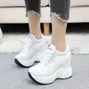 Casual Schuhe Frauen Turnschuhe Plattform Trainer Weiß 10CM Heels Herbst Keile Atmungsaktive Frau Höhe Zunehmende