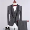 3 pièces costumes Fi nouveaux hommes Casual Boutique Busin costume / mâle couleur correspondant col Blazer veste manteau pantalon gilet ensemble g89R #