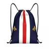 Sacs à provisions drapeau France sac à cordon hommes femmes Portable sport sac à dos de sport Lily fleur formation stockage sacs à dos