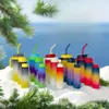 3pcs, Water Bottles Set Portable, Large Gradient Color Straw Sports Tumblers Outdoor Fiess, Camping, Parties - Sippy Cups for School Supplies and Birthdays