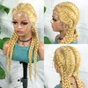 Synthetische pruiken 28 inch Kanten Voorhaar Pruik Zwart Lang Voor Afrikaanse vrouw Afro Frontaal Cornrow Twist Boksen Gevlochten Drop Delivery Prod Dhsjn